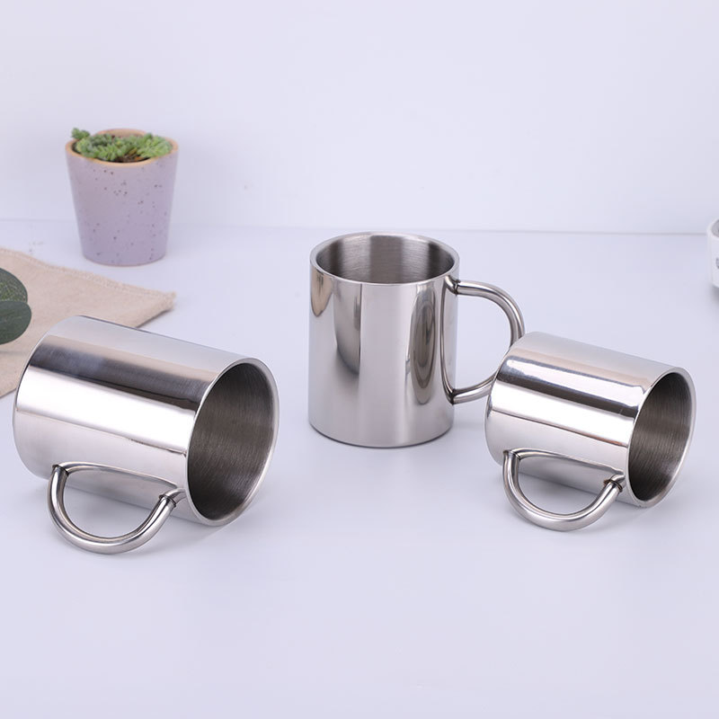 Cross-Border Double-Layer Insulated Handle Stainless Steel Mug Camping Handy Mug Beer Coffee Cup