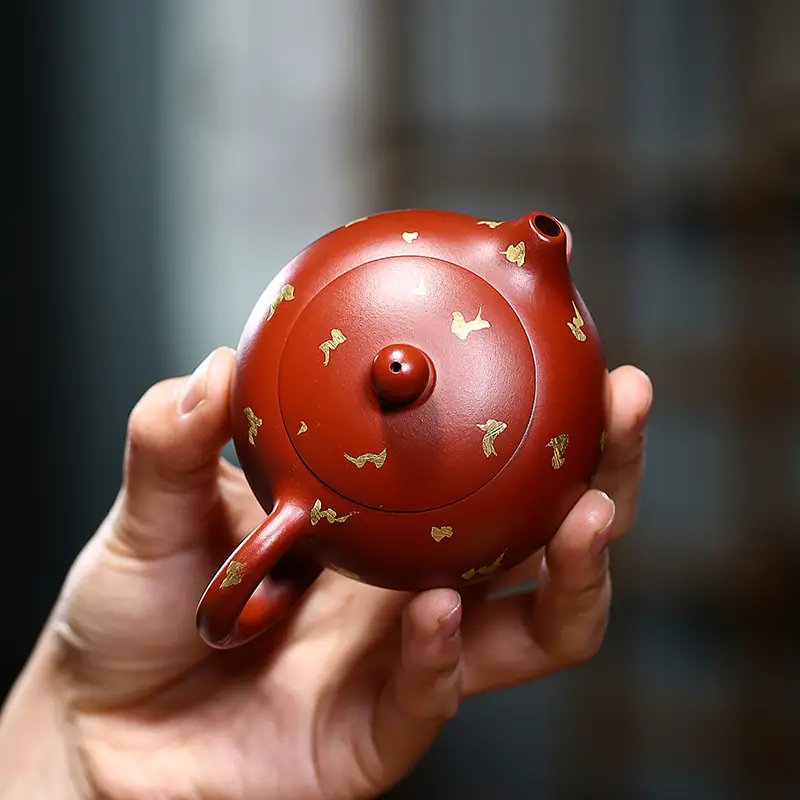Household Retro Sketches With Gold Xishi Purple Clay Pot