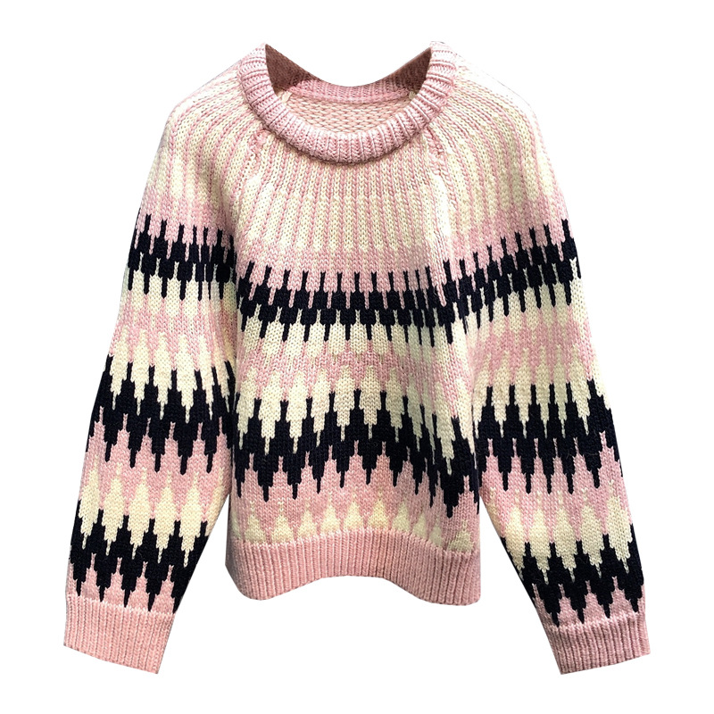 Title 2, Heavy Jacquard Geometric PatternWool Sweater