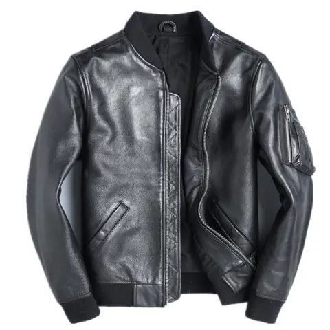 New Black Leather Men's Baseball Uniform Short