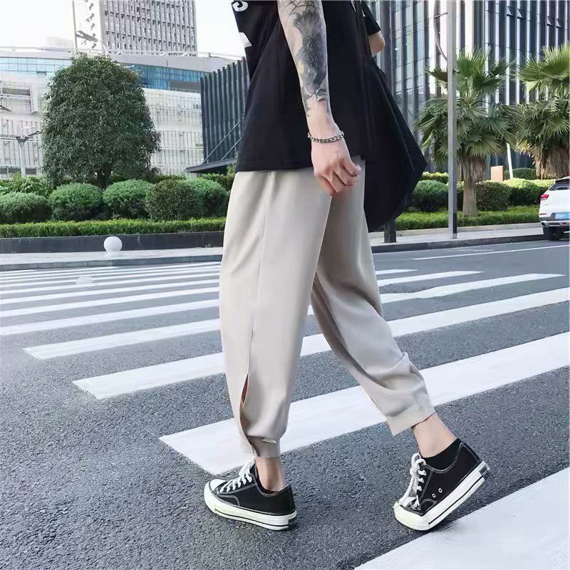 Loose Drape Wide-Leg Summer Ultra-Thin Air-Conditioned Ice Silk Nine-Point Trousers