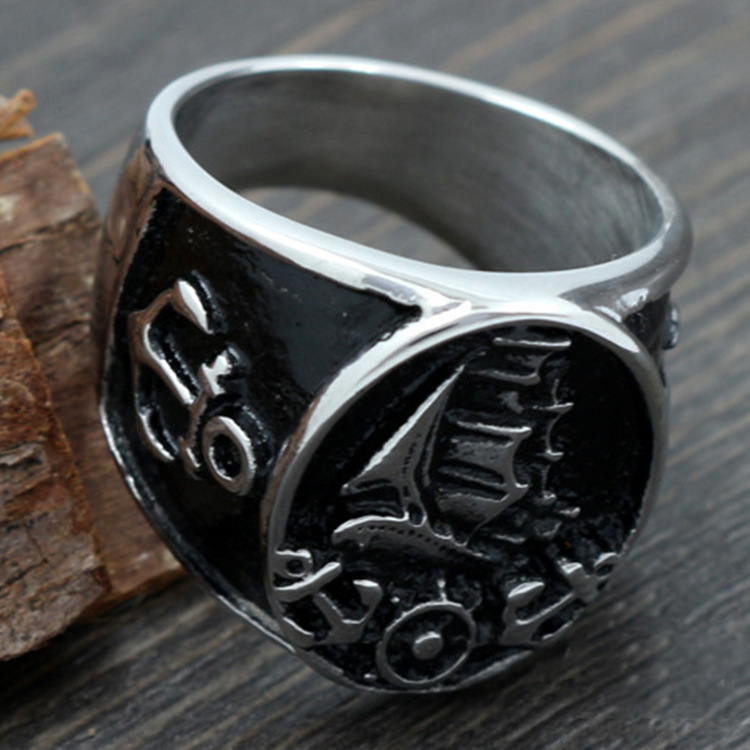 Domineering Sail Titanium Stainless Steel Vintage Ring