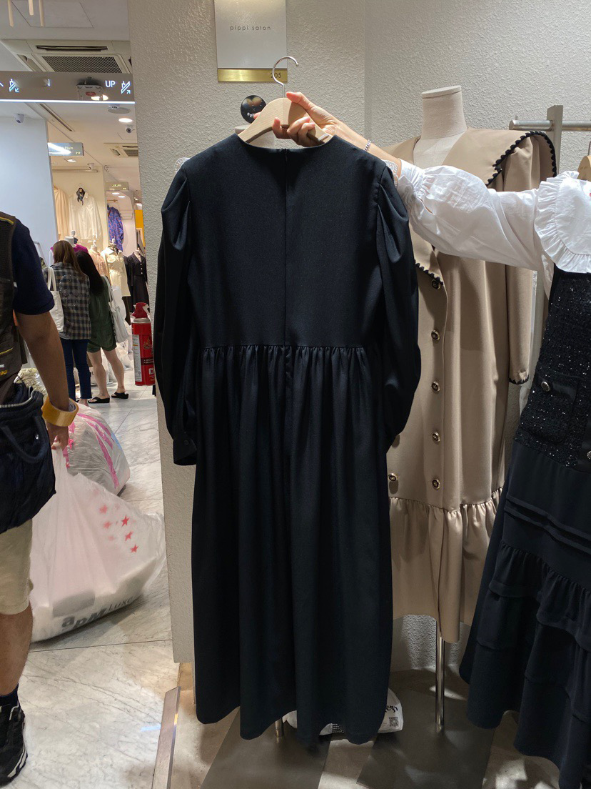 Lace-Sleeve Puff-Sleeve Dress