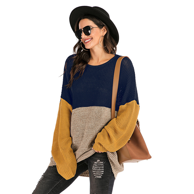 Title 7, Mid-Length Sweater Women Fall Winter Wide Round...