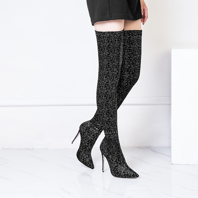 Stretch Cloth Over The Knee Boots Women's Shoes Plus Size