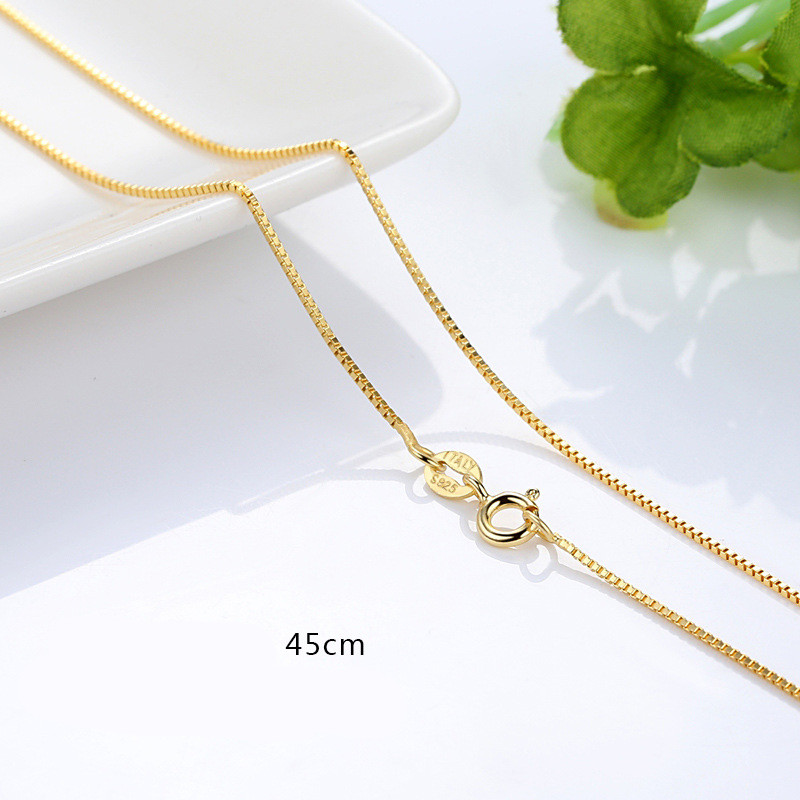 S925 Silver Necklace Gold Plated Chain Necklace Clavicle Chain Gold Color Gold Necklace