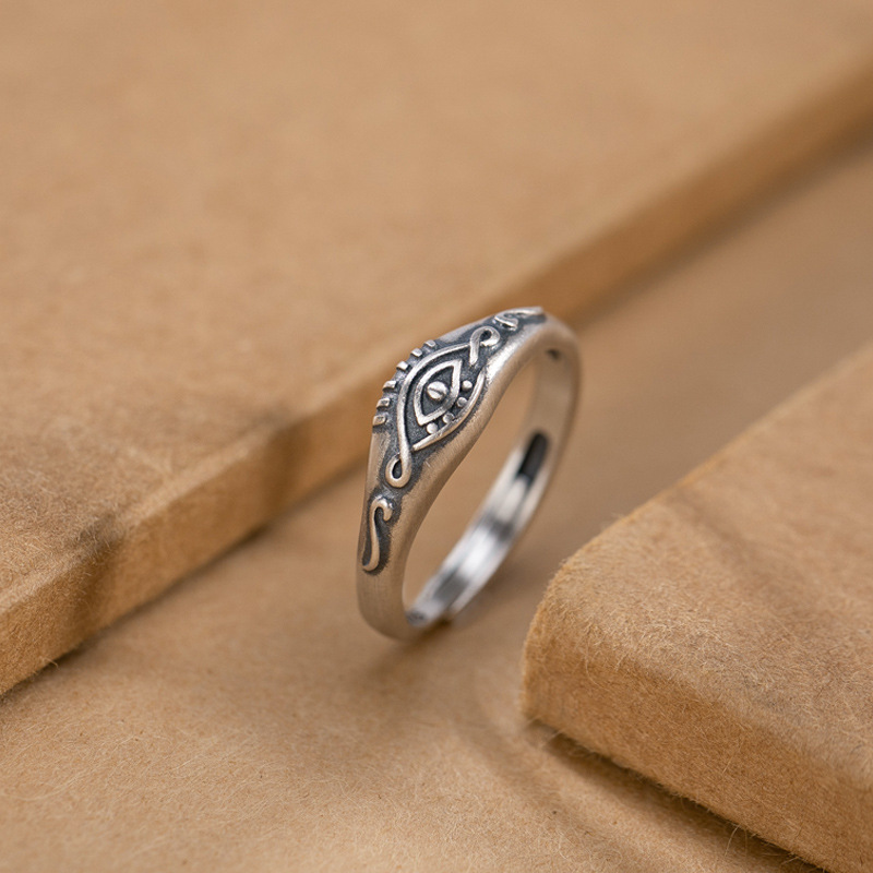 Silver S925 Sterling Silver Women's Smart Eye Retro Ring
