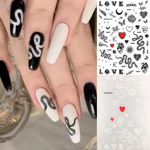 Nail Sticker Applique 3D Snake Nude Piece Black
