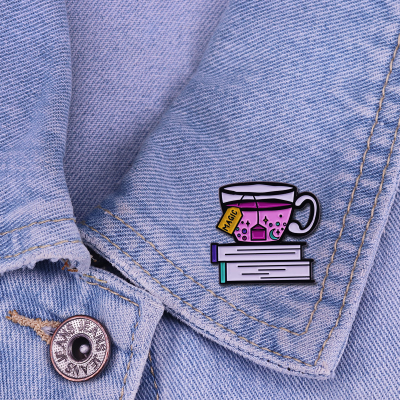 Title 4, Tea And Book Brooch Literature And Art Lovers A...