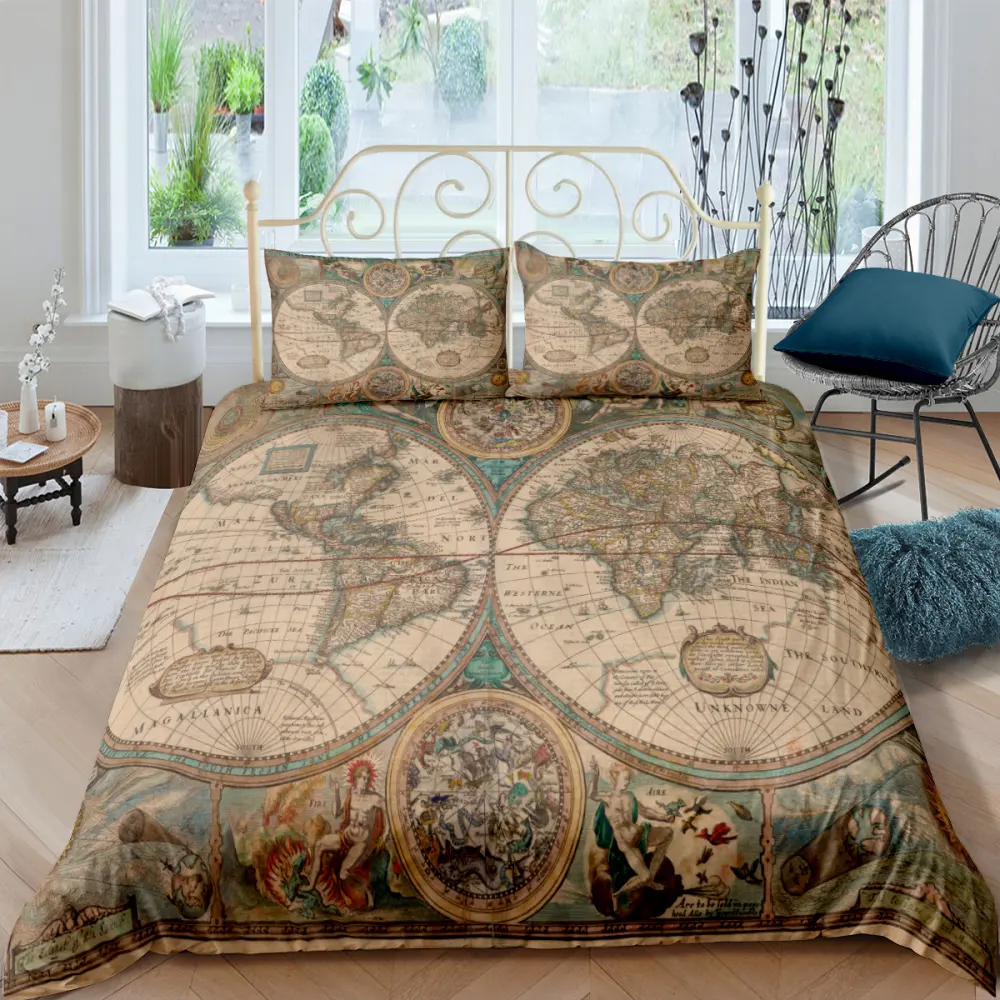 Treasure Map Digital Printing Three-Piece Customized DIY Bedding Nautical