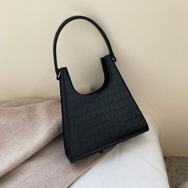 Temperament Crocodile Print Shoulder Bag Black - Shop at LoveMi