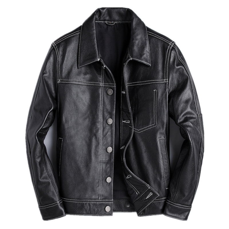  New Spring And Autumn Leather Cowhide Denim