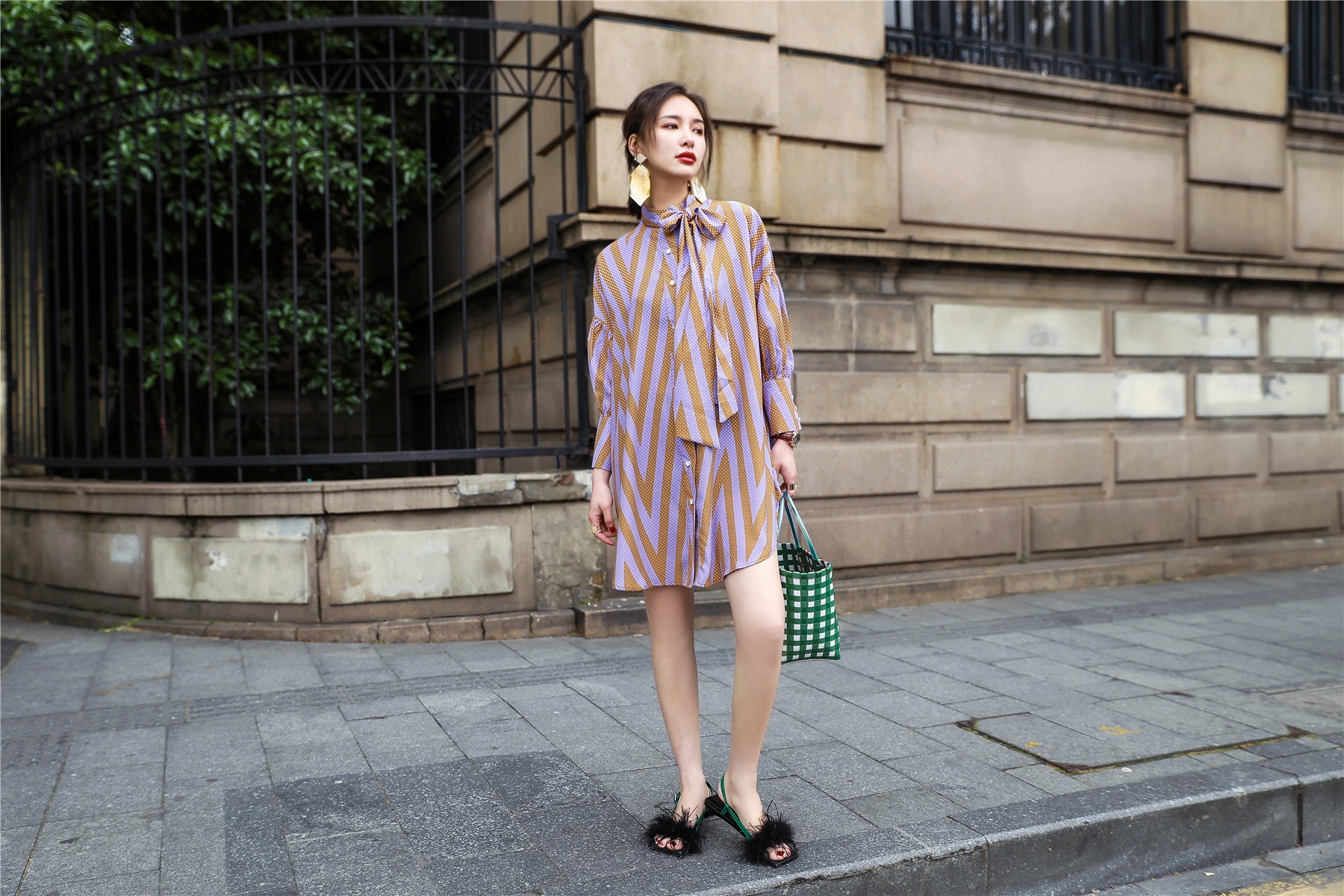 Diamond Check Shirt Dress