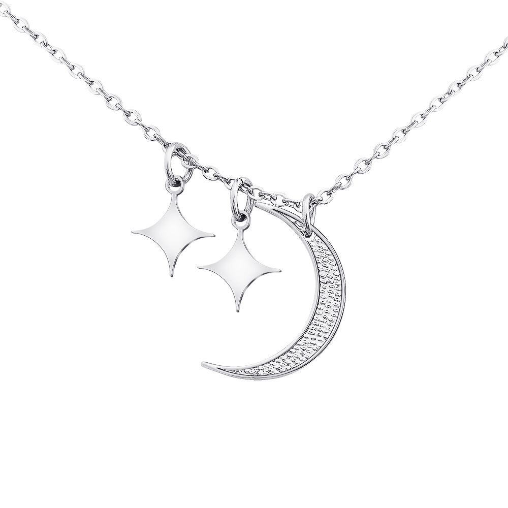 Simple Star And Moon Combination Pendant Necklace