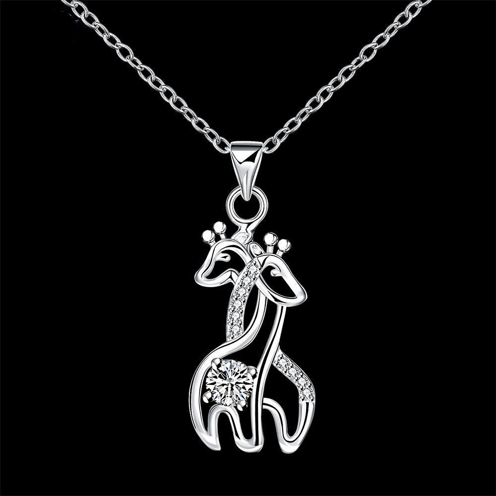 Diamond Giraffe Silver Necklace Korean Pendant