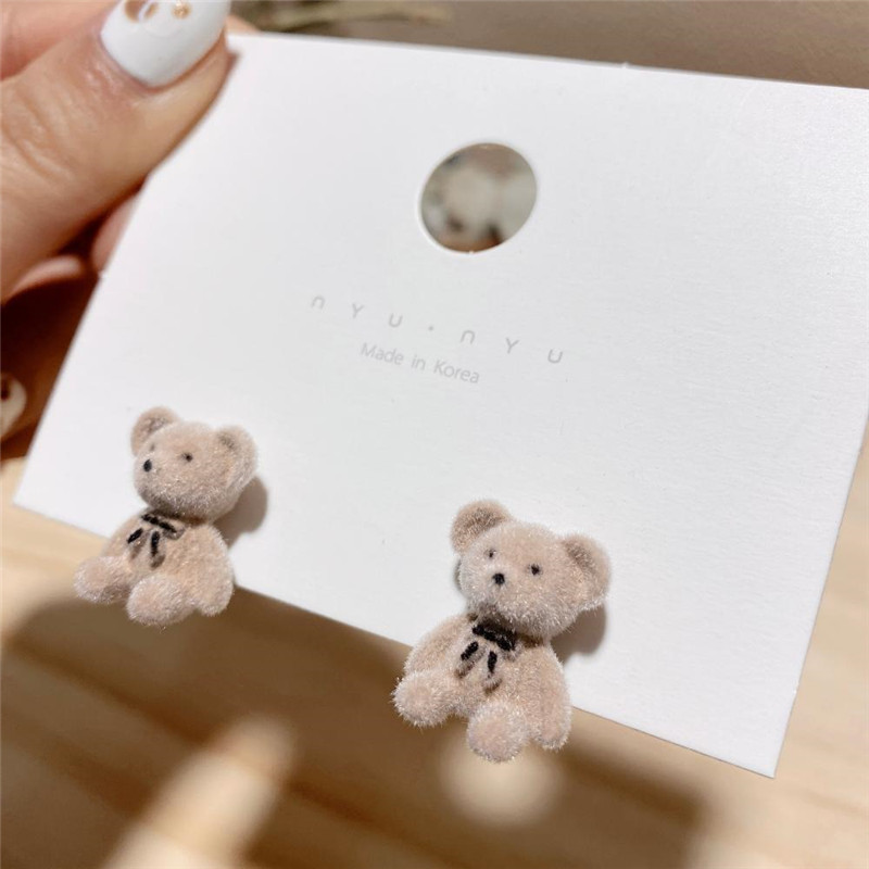 Korean Version of Jewelry Plush Ball All-match Bear Plush Earrings