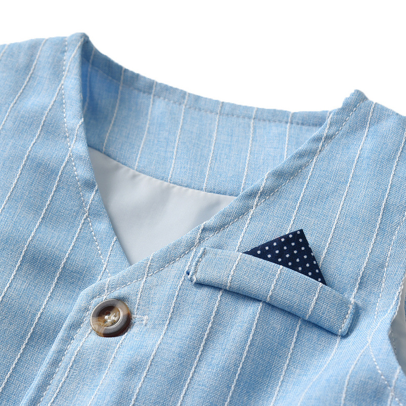 Three-Piece Suit Of Shirt And Striped Waistcoat And Trousers