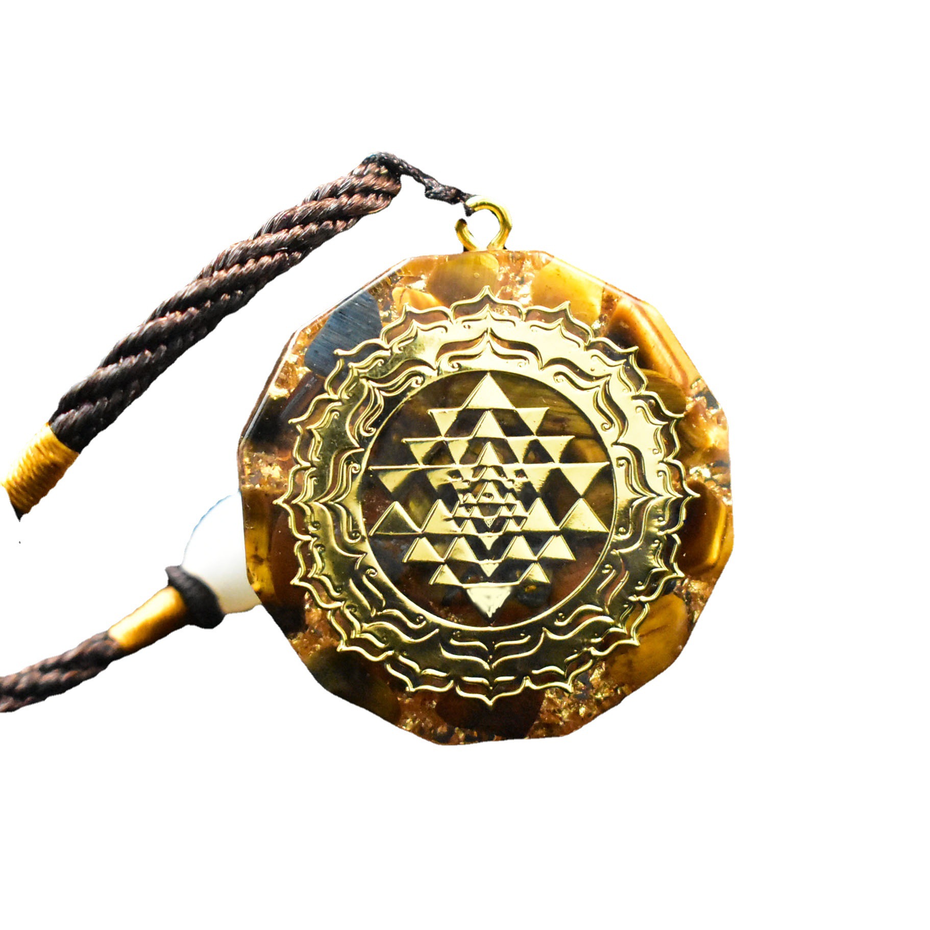 Pendant Orgonite Natural Tiger Eye Stone Seven Chakra Pendant