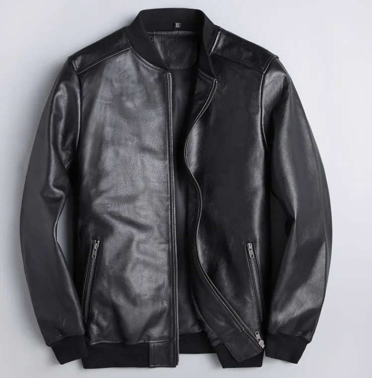 Spring Leather Men's Slim Stand Collar Jacket