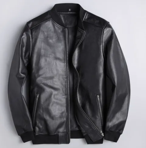 Spring Leather Men's Slim Stand Collar Jacket