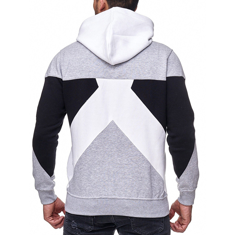 Men's Sweater Hooded Pullover Large Size Color Matching Loose Casual Sports Jacket Jacket