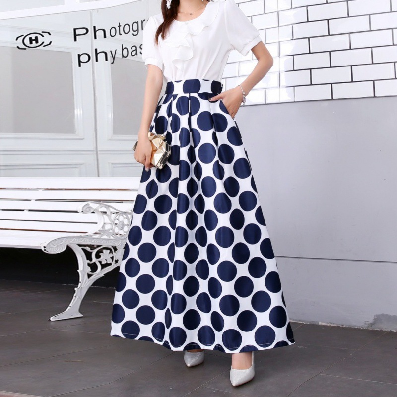 Title 15, Dames Polka Dot Maxi Jurk Elegant en comfortabe...