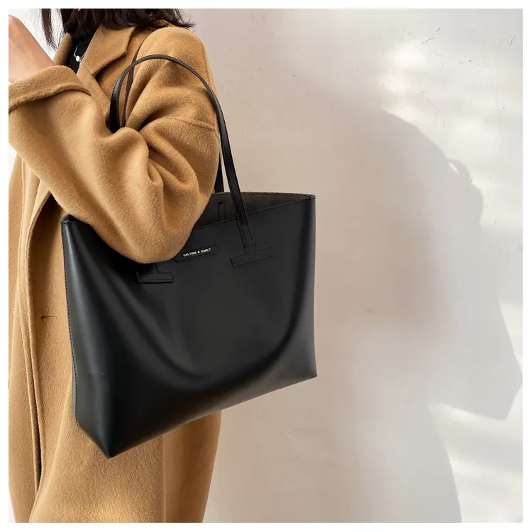 Versatile One Shoulder Commuting Bag Three Piece Tote Bag - Black