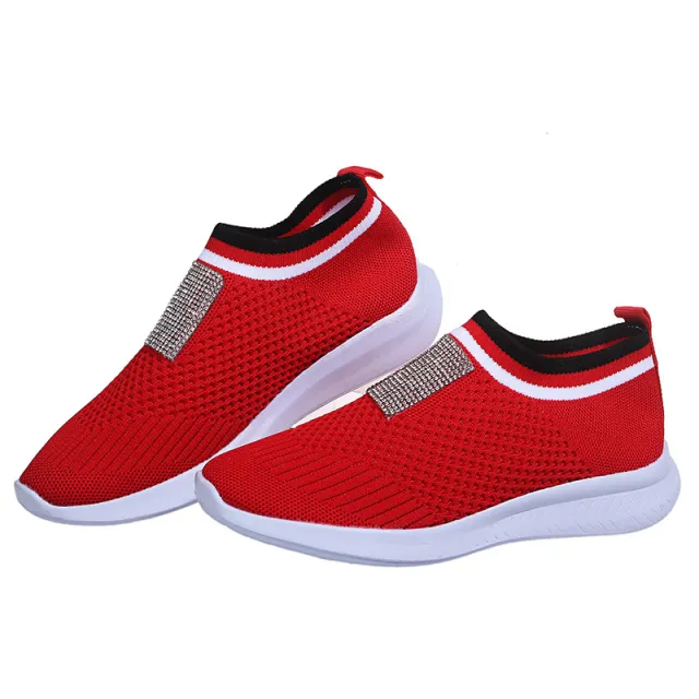 Low Top Fashion Knit Sneakers Red - Shop at LoveMi