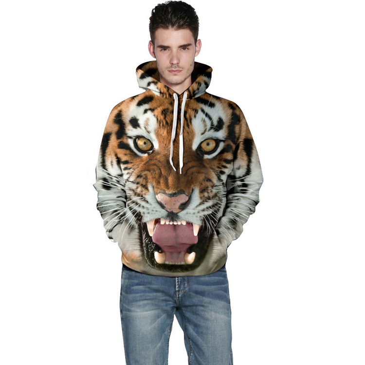 Fashion Tiger 3D Digital Hooded Sweater Baseball Uniform