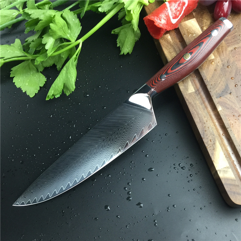 Title 4, Damascus 8 Inch Japanese Style Chef