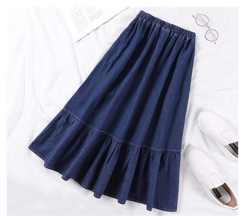 Title 1, Mid-length high-waisted A-line denim skirt for ...