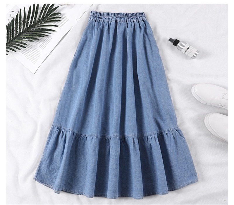 Title 2, Mid-length high-waisted A-line denim skirt for ...