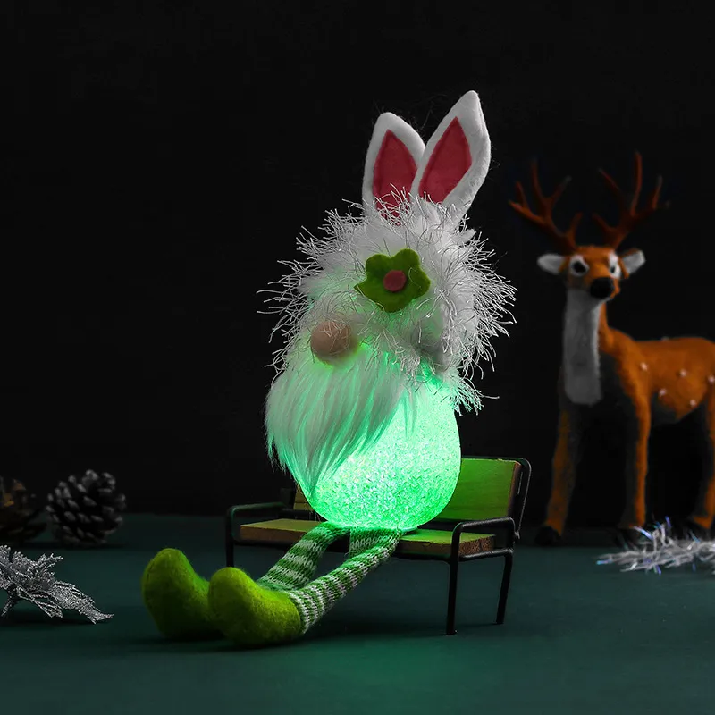 Cross-Border Cute Rabbit Ears Glowing Faceless Doll Decoration EVA Easter Santa Claus Doll Props – image 4