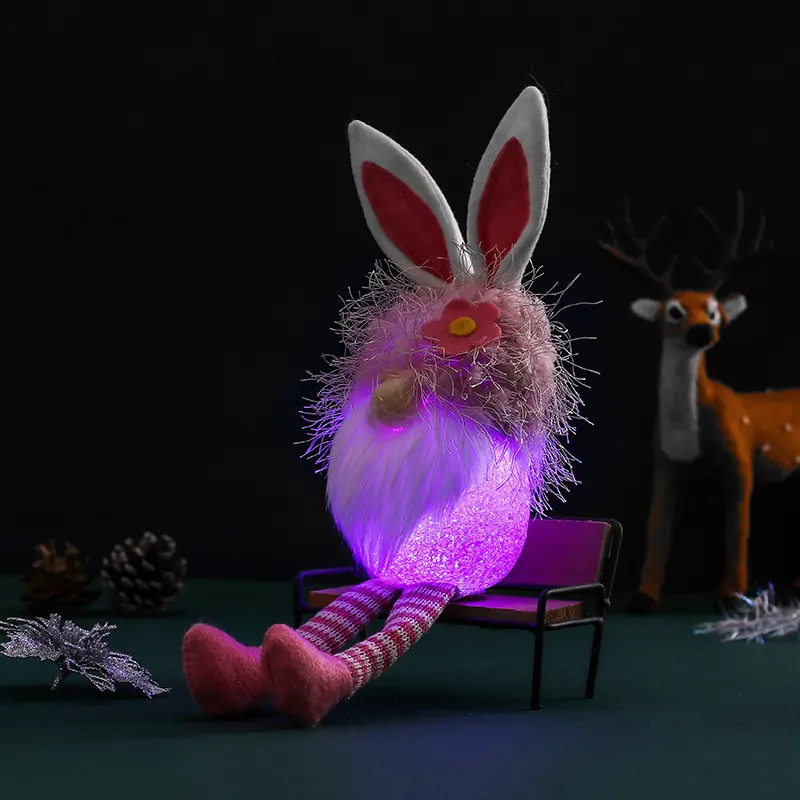Cute Rabbit Ears Glowing Faceless Doll Decoration EVA Easter