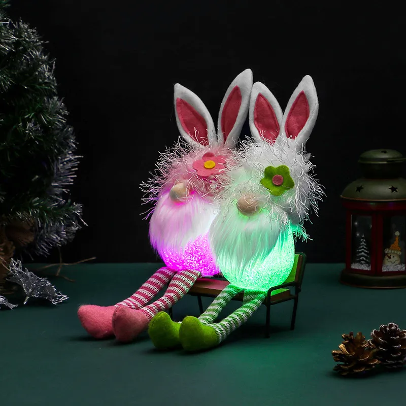 Cross-Border Cute Rabbit Ears Glowing Faceless Doll Decoration EVA Easter Santa Claus Doll Props – image 2