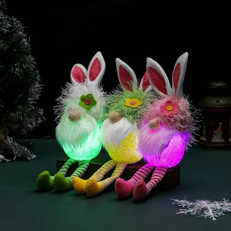 Cross-Border Cute Rabbit Ears Glowing Faceless Doll Decoration EVA Easter Santa Claus Doll Props – image 7