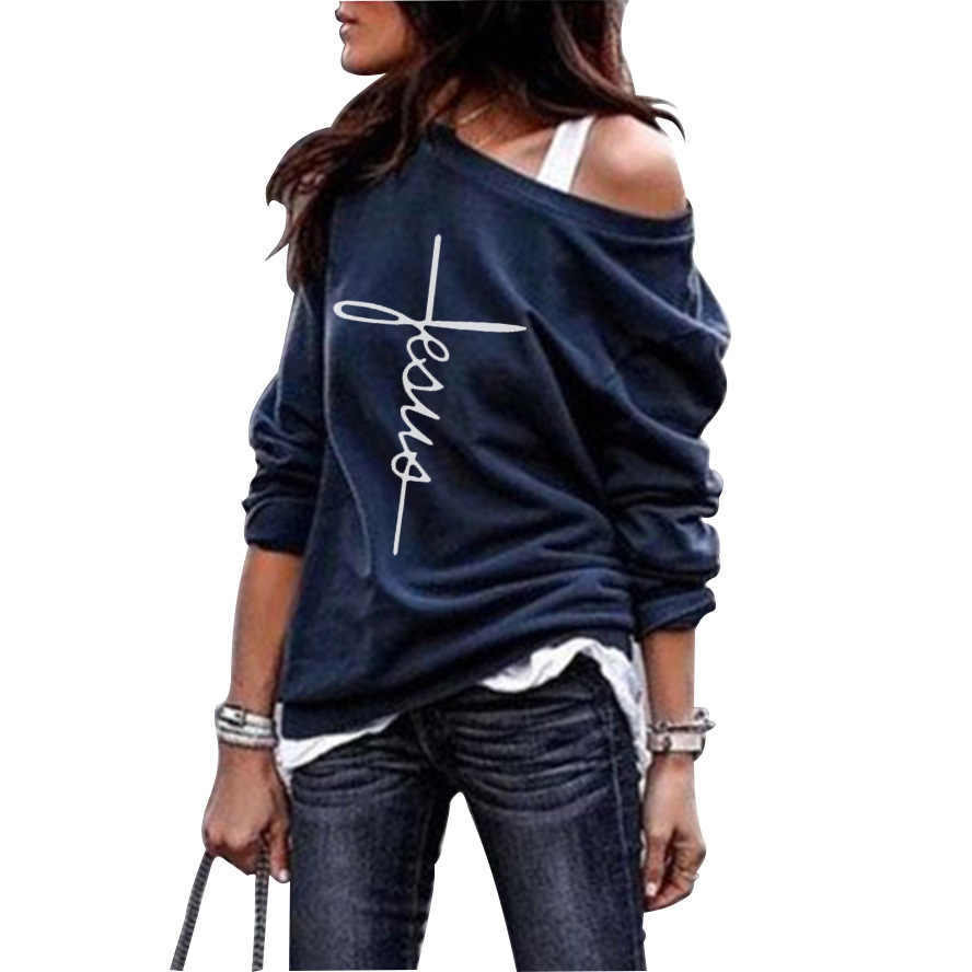 European And American Women's New Style Printed Blouse Casual Plus Size Sweater Women