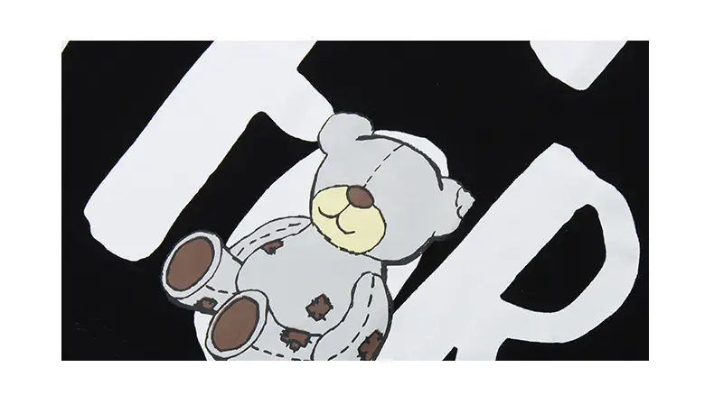 Fun Cartoon Bear Letter Print Short Sleeve