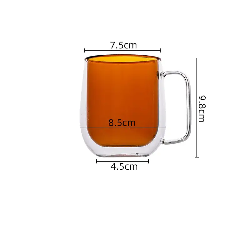 Double Anti-Scalding Creative Color Glass Tea Cup With Handle
