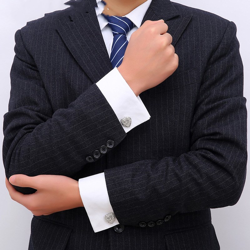 Silver-Tone Geometric Shirt Cufflinks, picture 4 of 4