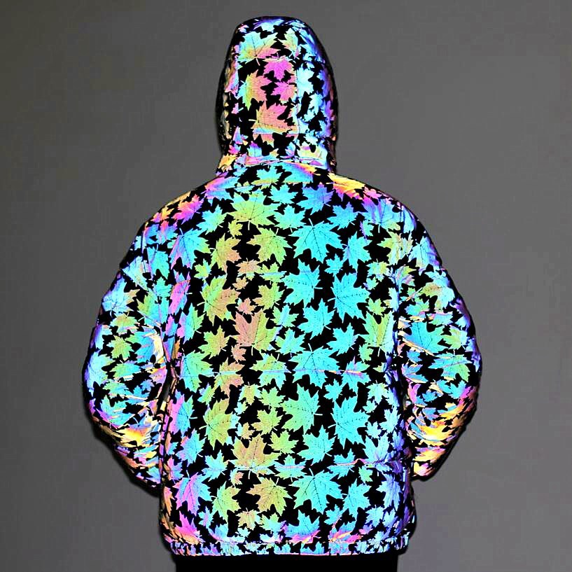 Winter Jacket Thickened Hooded Colorful Reflective Cotton Coat