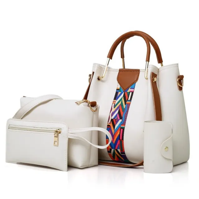 Patchwork Color Women bag PU Leather Women White - Shop at LoveMi