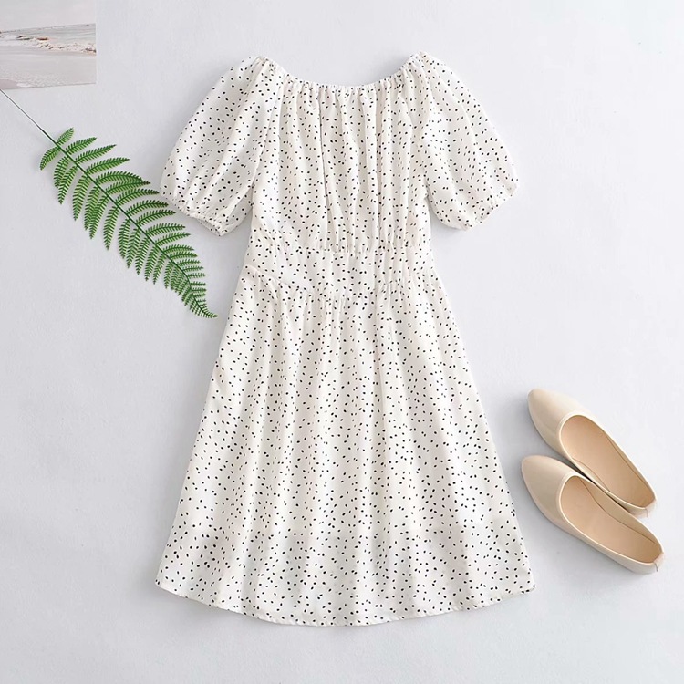 Fashion Design One-Neck White Polka Dot Refreshing Dress