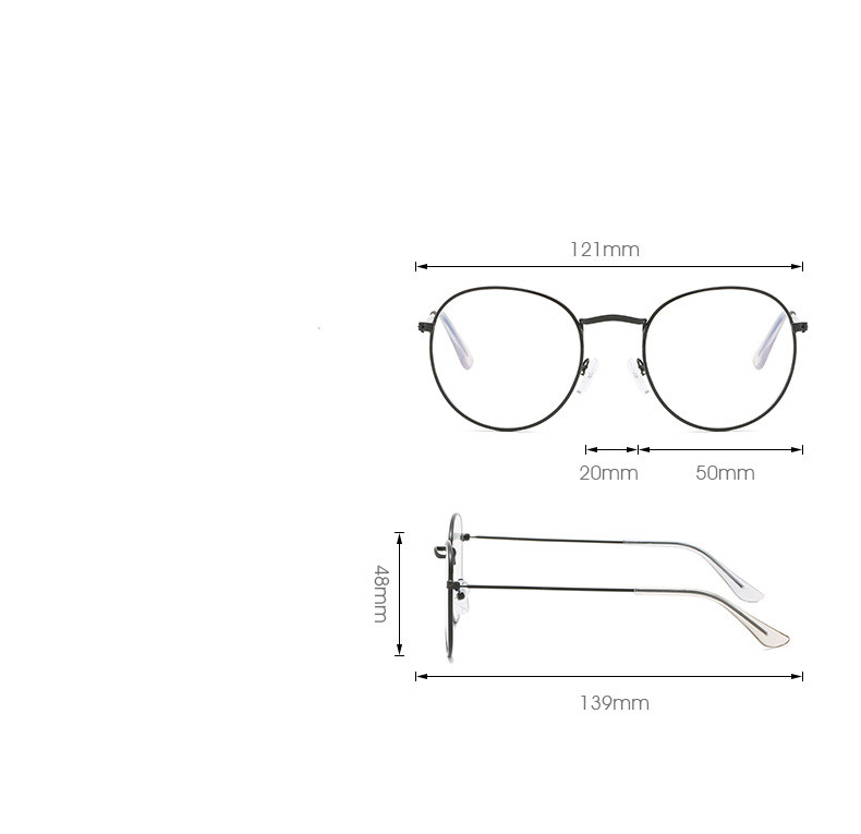 Metal Retro Patterned Glasses Frame Literary Harajuku Round Frame Mirror