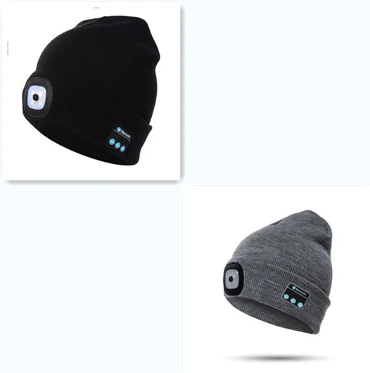 Bluetooth LED Hat Wireless Smart Headset Headphone Black Grey Set - Shop at LoveMi