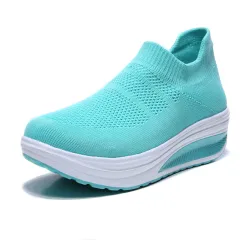 Flying Woven Sneakers Overfoot Shoes Fashion - Blue - View 1
