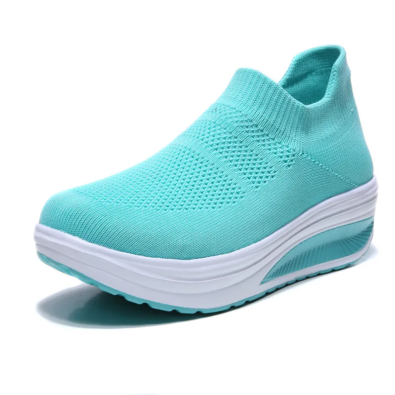 Flying Woven Sneakers Overfoot Shoes Fashion - Blue