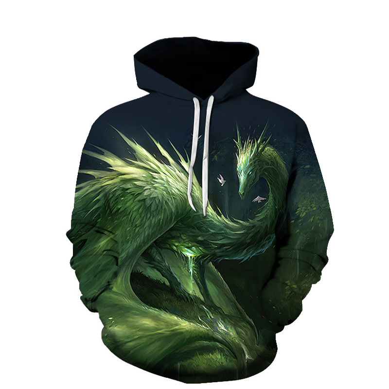 Spring And Autumn Green Dragon Sweater 3D Digital Printing Leisure