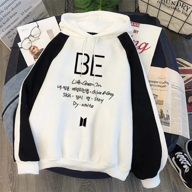 Plus Fleece Youth Color Block Hoodie BE Contrast Color Sweatshirt Women I Xs - Shop at LoveMi