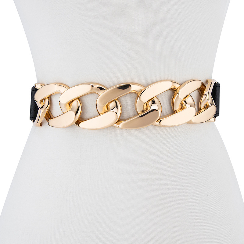 Patchwork Metal Pu Leather Belt